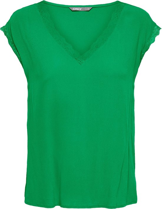 Only T-shirt Onljasmina S/s V-neck Lace Top Noos 15252241 Kelly Green Dames Maat - S