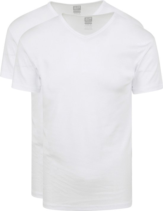 Alan Red - Organic V-Hals T-Shirt Wit 2-Pack - Heren - Maat XL - Slim-fit