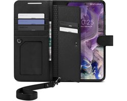 Spigen Wallet S Plus Book Case Portemonnee Hoesje met ruimte voor Pasjes Geschikt voor Samsung Galaxy S23 Zwart