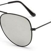 Hidzo Zonnebril Pilotenbril Zwart - UV 400 - Zilvere Glazen