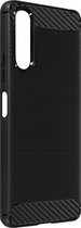 Geschikt voor Sony Xperia 10 IV Versterkt Soft Case met geborsteld effect zwart