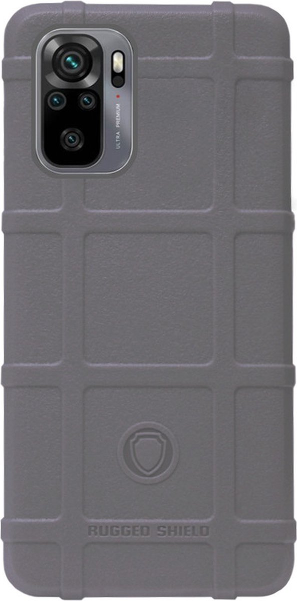 RUGGED SHIELD Rubber Bumper Case Hoesje Geschikt voor Xiaomi Redmi Note 10 (4G)/ 10s - Grijs