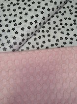 Luiermandje set - 1 grote en 1 kleine - 30 x 21 cm en 22 x 18 cm - licht roze - voering van witte katoen met zwarte bloemmotief