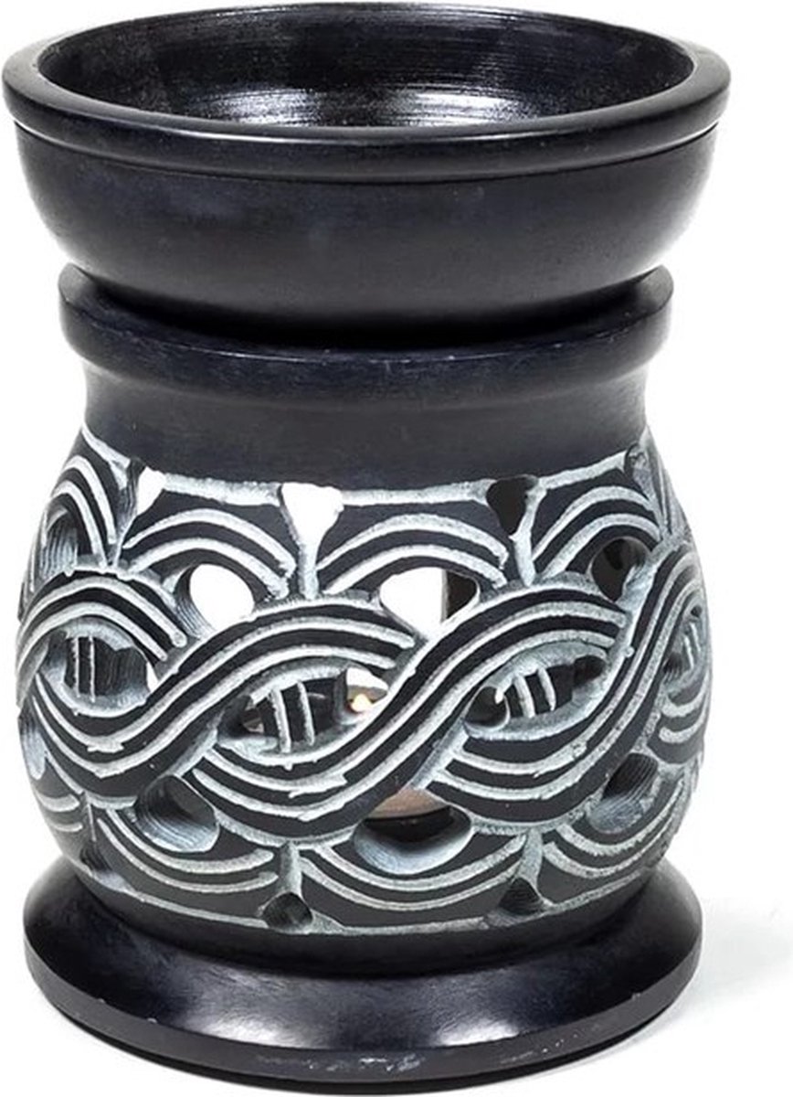 Olieverdamper Keltische Knoop zwart zeepsteen 15045 - Oliebrander voor wax - Oliebrander aromabrander - Olie brander voor geurolie - Oliebrander zeepsteen - Oliebrander zwart