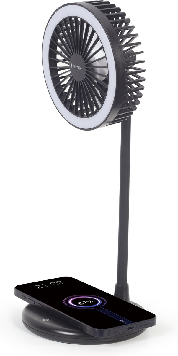 Table Fan GEMBIRD WPC10-LEDFAN-01 Black