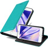 Cadorabo Hoesje geschikt voor Apple iPhone 7 / 7S / 8 / SE 2020 in BENZINE TURKOOIS - Beschermhoes met magnetische sluiting, standfunctie en kaartvakje Book Case Cover Etui