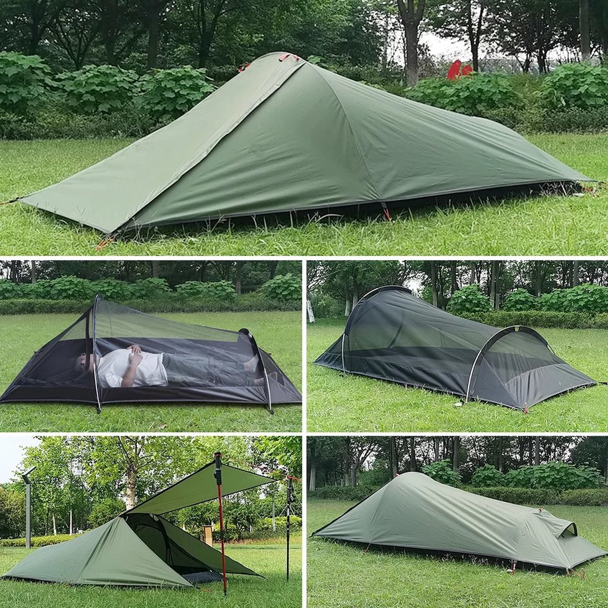 D.M.Store - Ultralight - Outdoor Camping Tent 1 Persoon Camping Tent Waterbestendig Tent Luchtvaart Aluminium Ondersteuning Draagbare Slaapzak Tent