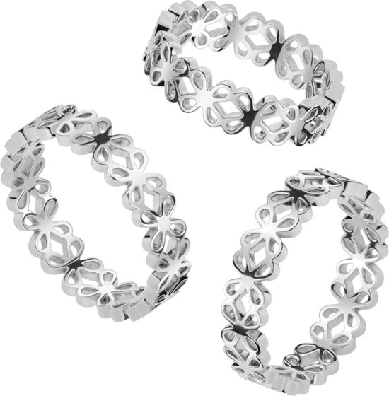 JewelryWe Elastische ringen voor dames, 6mm breed roestvrijstalen damesring eenvoudig gestreept chunky ring vrouwen klompig dikke stapelbare rekbare ringen band goud/zilver, 59 (18.8 mm), Roestvrij