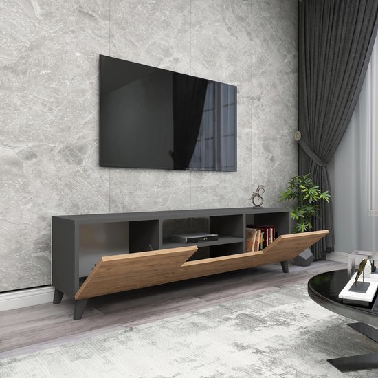 Foto: Tv meubel torsby 46x140x30 cm antraciet en eiken