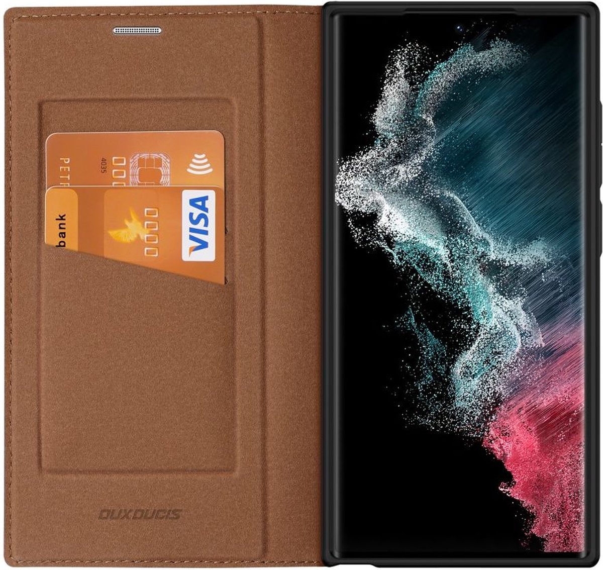 Dux Ducis - Hoes geschikt voor Samsung S23 Ultra- Magnetische sluiting - Book Case - Bruin