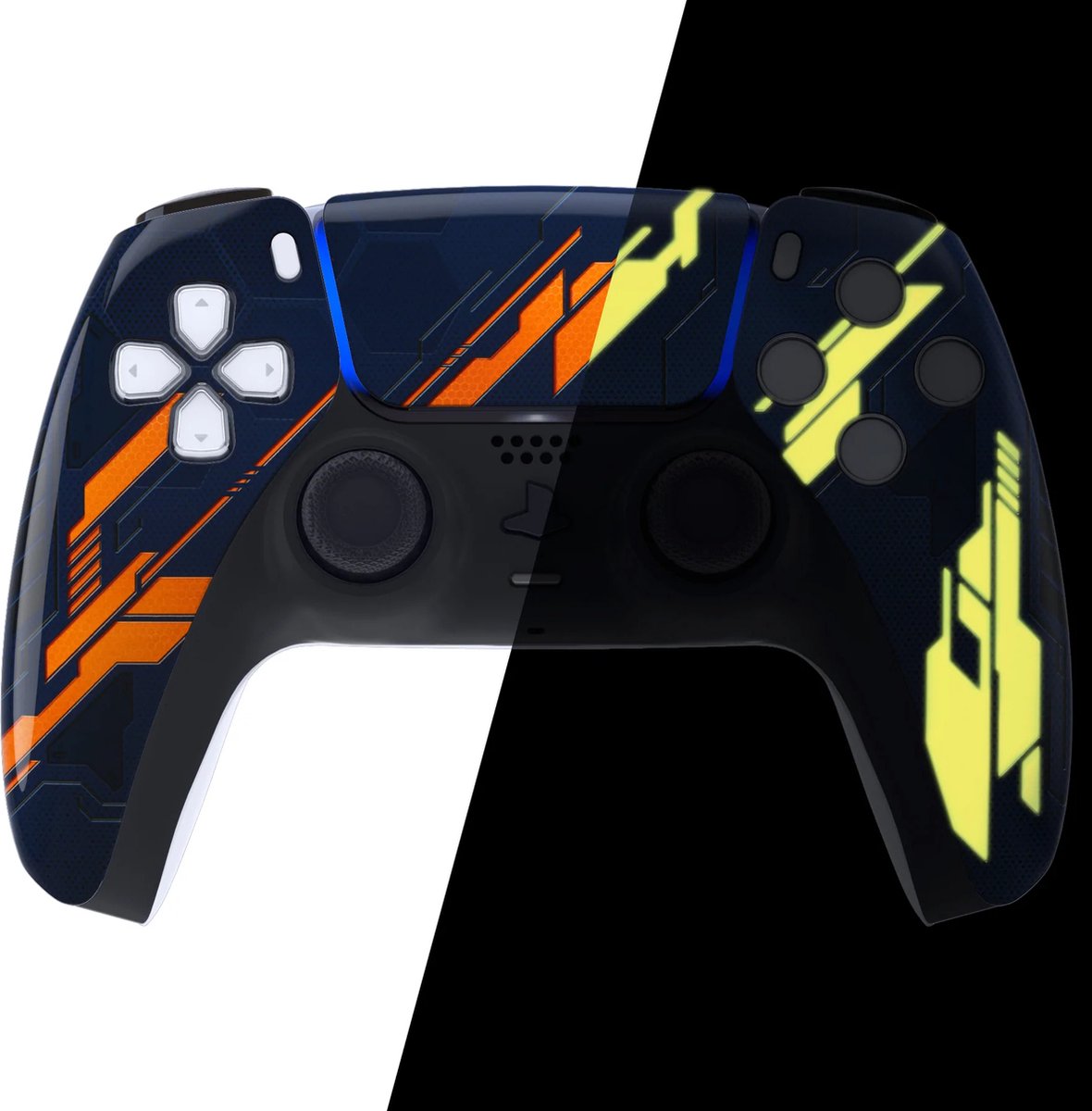 PS5 Draadloze Dualsense Controller – Glow in the Dark Mecha Custom