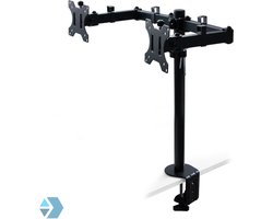 Eleganca Dubbele monitorstandaard 13 tot 32 inch voor tafel - Tot 8 kg per arm - MAX VESA 75x75 mm - 100x100 mm - staal - zwart
