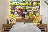 Behang - Fotobehang Krat - Fruit - Groente - Markt - Breedte 240 cm x hoogte 240 cm