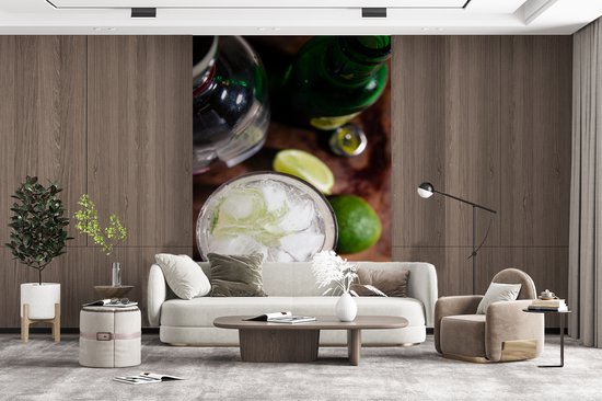 Papier peint - Papier peint - Gin Papier peint photo mélangé avec de la glace et de la chaux - Largeur 200 cm x hauteur 300 cm