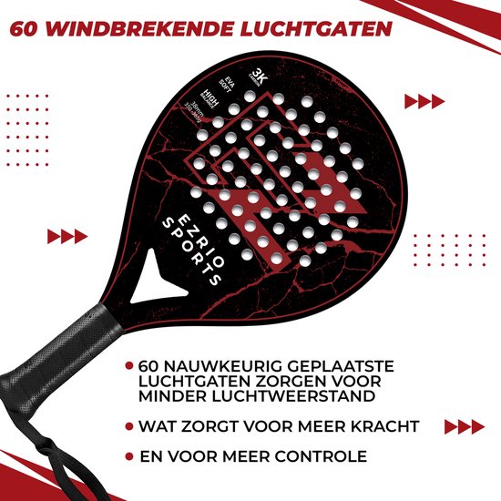 Raquette De Padel Carbone 3K Athlito Thunder – Avec Sac Et 3 Balles – Neuf