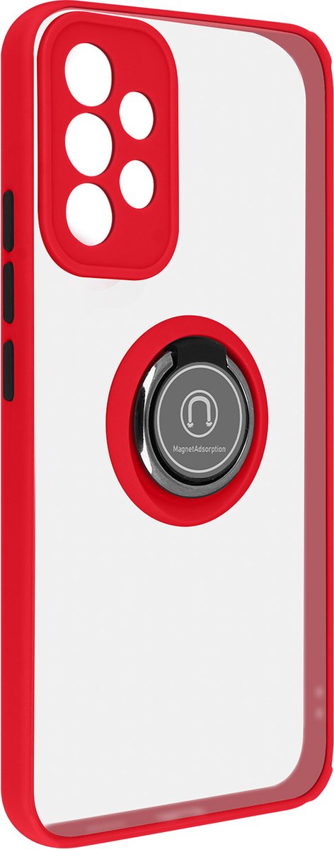 Geschikt voor Samsung Galaxy A53 5G Bi-materiaal Case Ring Video-Ondersteuning rood