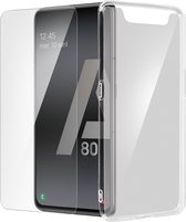 Geschikt voor Samsung Galaxy A80-hoesje soepel siliconen gehard glas 9H transparant