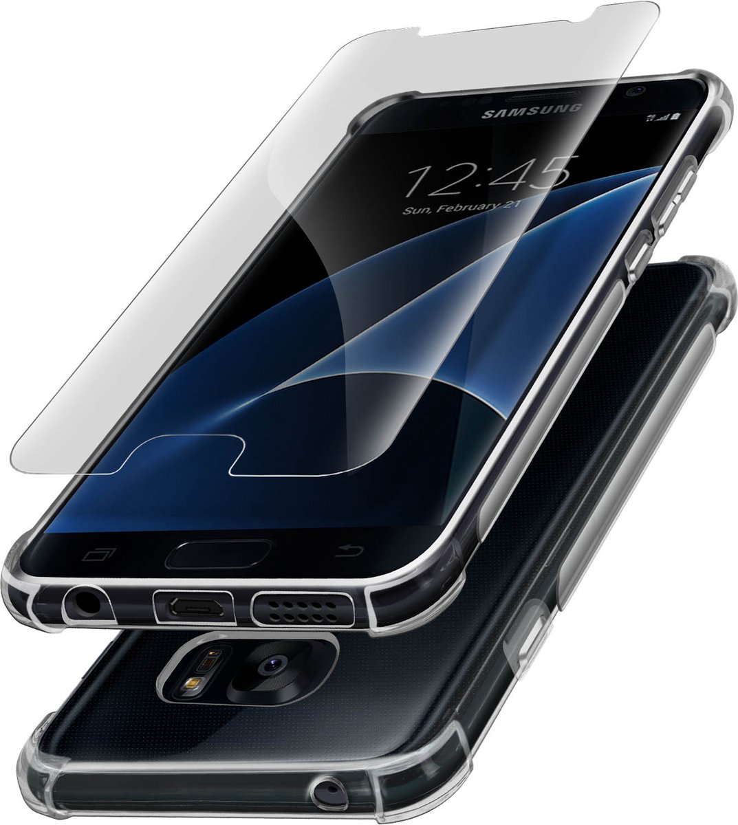 Pack Protection Geschikt voor Samsung Galaxy S7 hoesje + transparant gehard glas