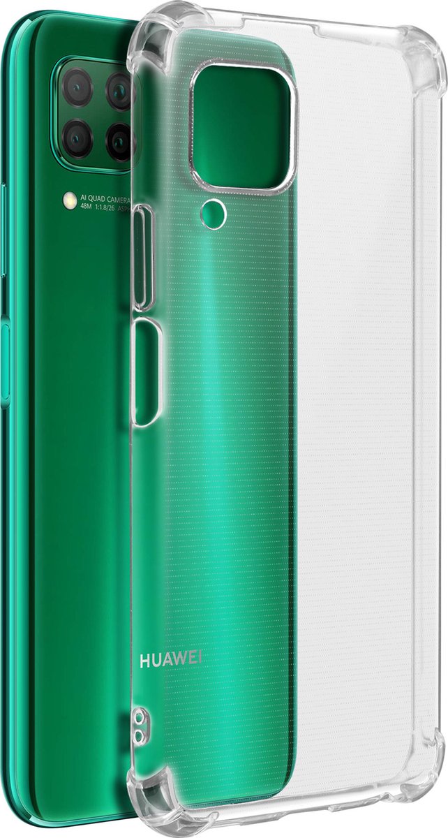 Geschikt voor Huawei P40 Lite Flexibel Silicone hoesje met bumperhoeken transparant