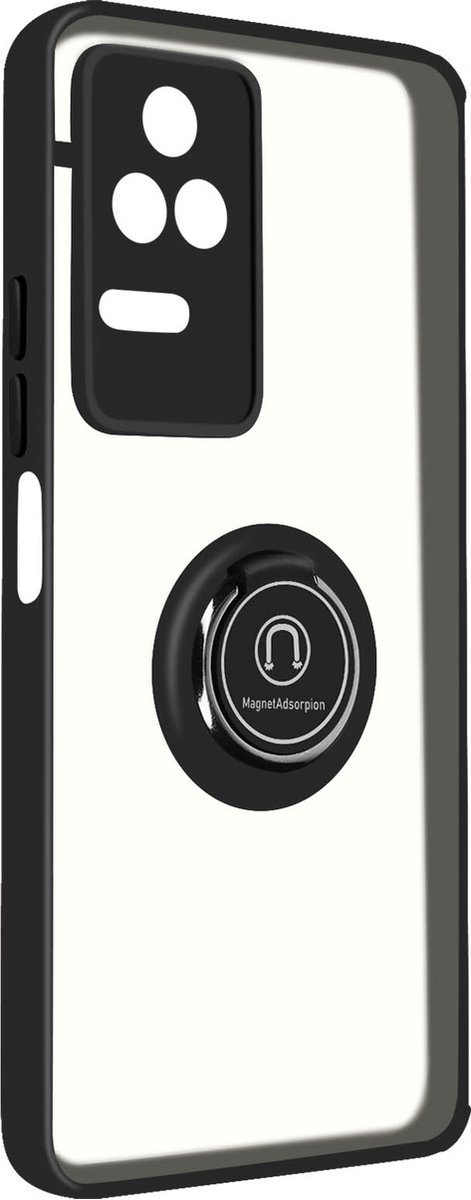 Geschikt voor Xiaomi Poco F4 Bi-materiaal Case Ring Video-Ondersteuning zwart