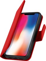 Convient pour Apple iPhone X/ XS Housse en cuir Porte-cartes Fonction de support Premium rouge