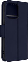 Geschikt voor Apple iPhone 13 Pro Leren Cover Kaarthouder Premium Stand Function nachtblauw