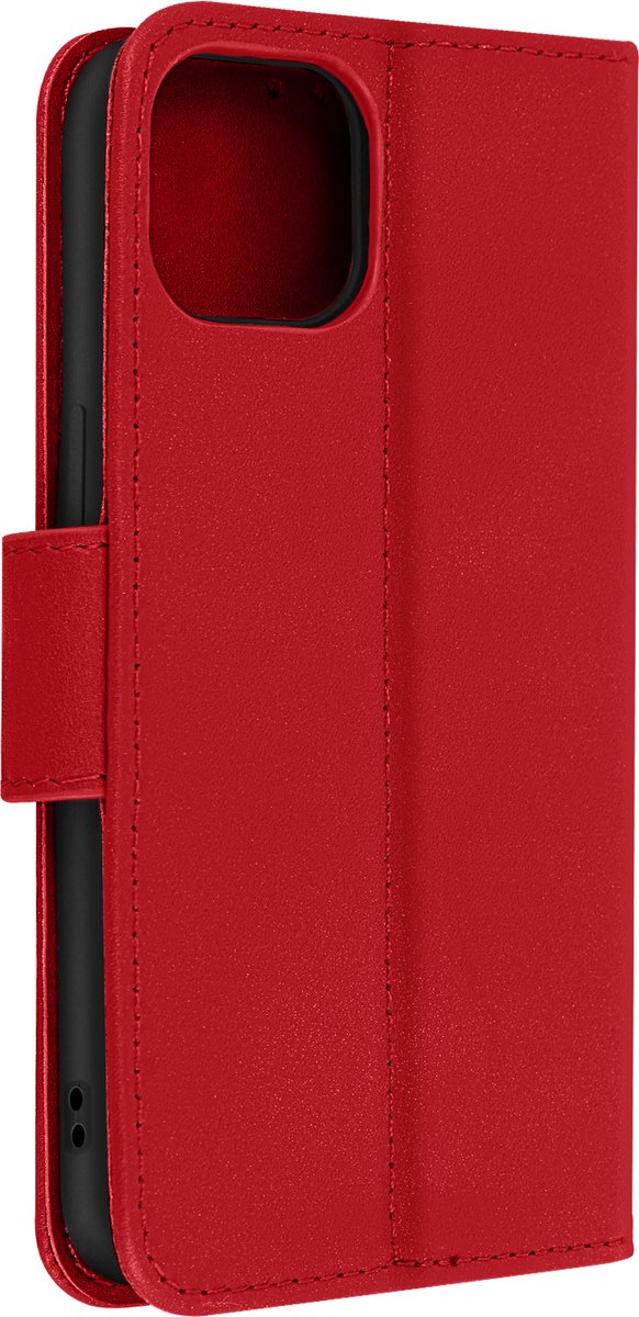 Avizar Housse pour Geschikt voor Apple iPhone 13 Cuir premium Porte-carte Fonction support Vidéo, Rood