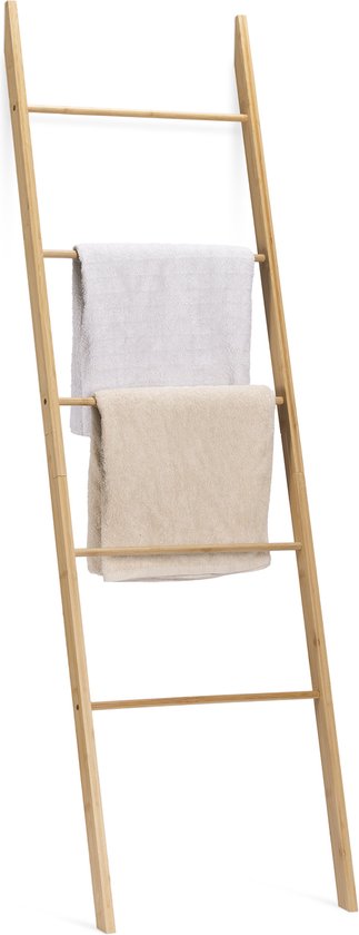 Navaris Ladder pour Handdoeken en Bamboe - 5 marches pour Handdoeken, Vêtements, Beddengoed - Pour chambre, salle de bain - Porte-serviettes
