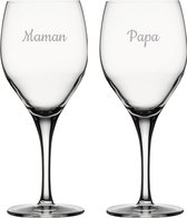 Witte wijnglas gegraveerd - 34cl - Maman & Papa