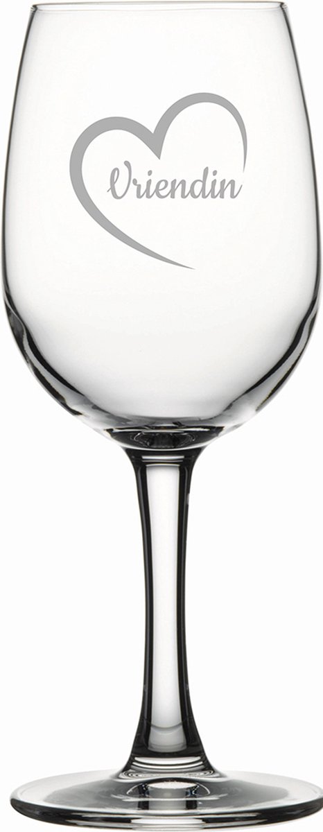 Gegraveerde witte wijnglas 26cl Vriendin met hartje