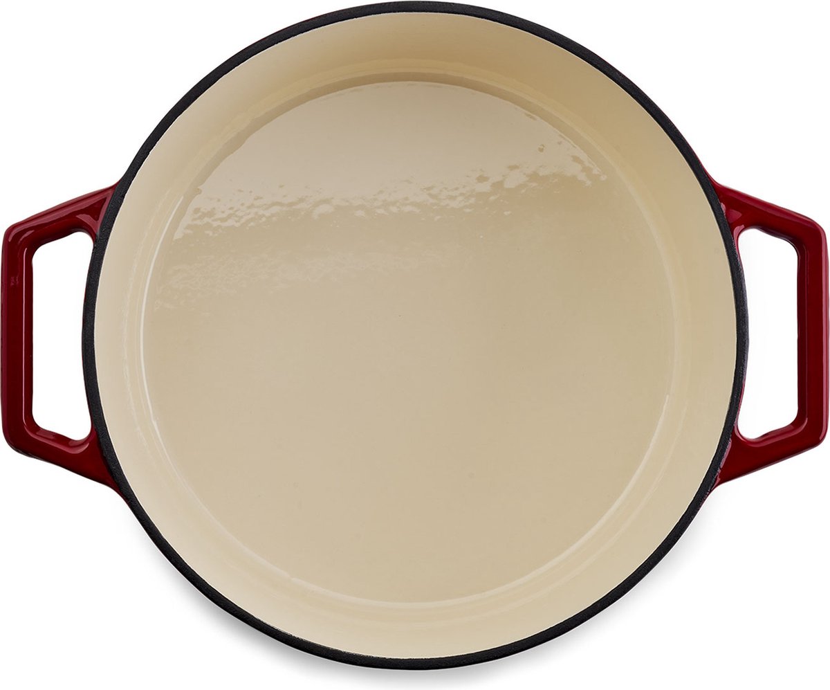 The Tasman Dutch Oven en Grill - Kookpot - Gerecycled Gietijzer - met traditionele deksel - Ø29 cm – Rood