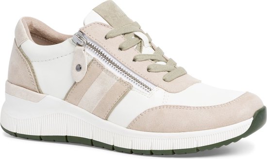 Jana Dames Sneaker - 23761-491 Beige/Wit - Wijdte H - Maat 37 | bol