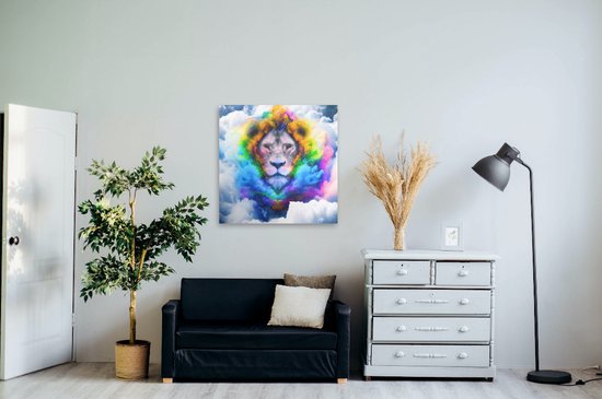 Cloudy with a chance of lions | Cloudy with a chance of Lions | Kunst - 80x80 centimeter op Dibond | Foto op Dibond