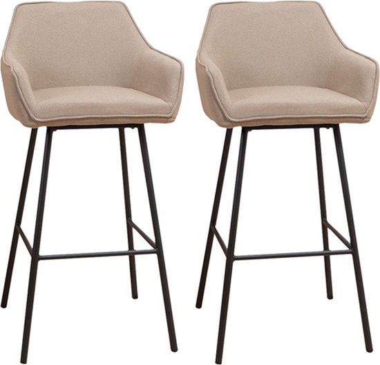 Bronx71® Scandinavische barkruk Andor gerecyclede stof taupe 65-78 cm - Barkrukken set van 2