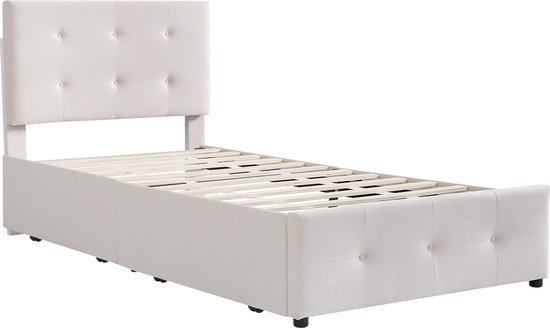 CARO-Möbel Gestoffeerd bed Tucson 90x200 cm, bed met zwarte stof