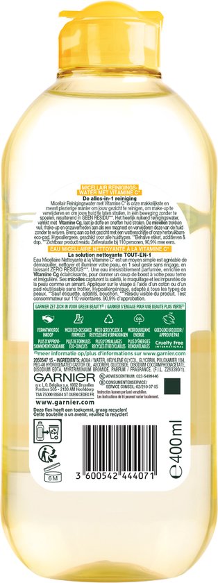 Garnier SkinActive Micellair Water Vitamine C* - Reinigingswater voor het Gezicht - 400ml - Garnier