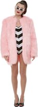 Smiffy's - Barbie Kostuum - Barbiepop Badpak En Bontjas 60 Jaar Editie - Vrouw - Roze, Zwart / Wit - Small - Carnavalskleding - Verkleedkleding