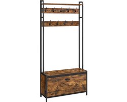 Kapstok - Met schoenenkast - Kapstok - Met bankje - Kledingrek - schoenenopslag - Garderobe - Vintage Bruin