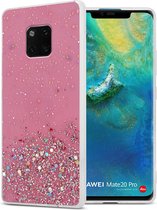 Cadorabo Hoesje voor Huawei MATE 20 PRO in Roze met Glitter - Beschermhoes van flexibel TPU silicone met fonkelende glitters Case Cover Etui