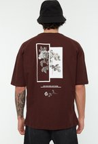 Trendyol TMNSS21TS1223 Volwassenen Mannen T-shirt Single pack - Bruin - XL