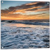 Tuinposter – Schuimende Zee - 80x80 cm Foto op Tuinposter (wanddecoratie voor buiten en binnen)