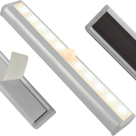 Led Lamp Met Bewegingssensor Voor Binnen - Zelf klevend - Nachtlamp - Lamp Sensor - Led Wandlamp - Kastverlichting Met Bewegingssensor - Kastverlichting LED Draadloos - Grijs / Zilver