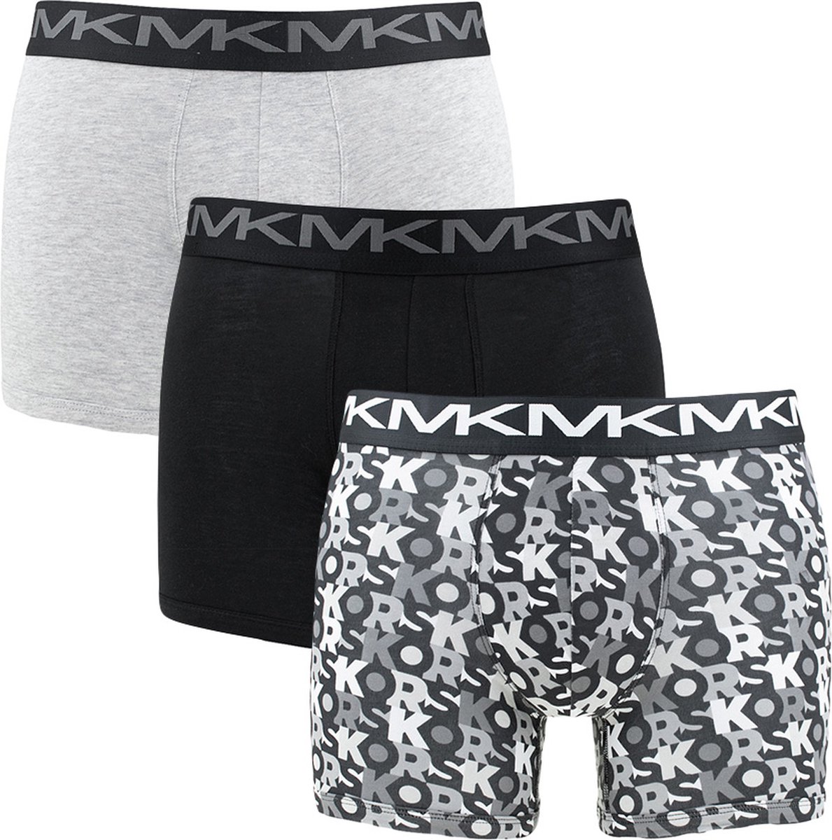 Michael Kors 3P boxers all over logo zwart & grijs - M