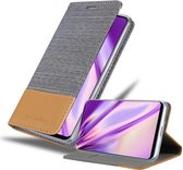 Cadorabo Hoesje voor Samsung Galaxy A21s in LICHTGRIJS BRUIN - Beschermhoes met magnetische sluiting, standfunctie en kaartvakje Book Case Cover Etui