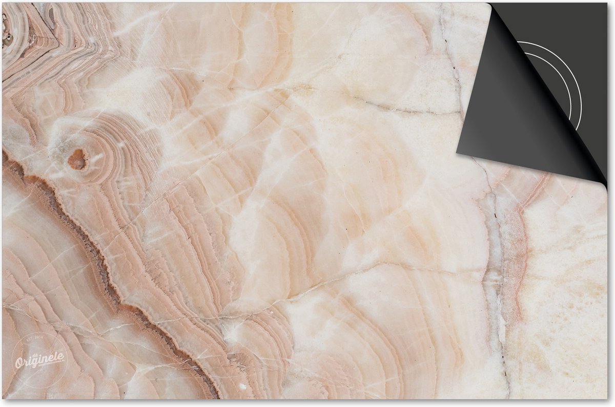Inductie beschermer 77x51 - afdekplaat inductie mat - Dietrix Kookplaat beschermer - Exclusief - Marmer - Lichtbeige taupe