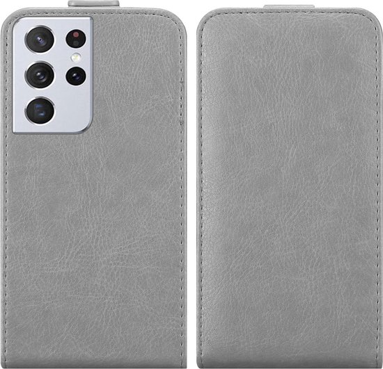 Coque Cadorabo pour Samsung Galaxy S21 ULTRA en GRIS TITANE - Coque de protection au design rabattable avec fermeture magnétique