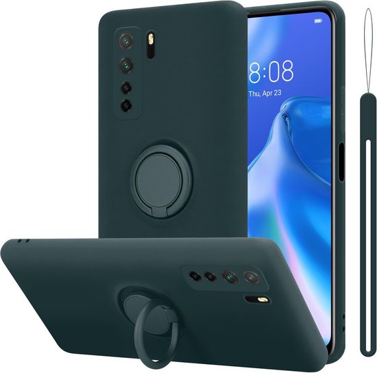 Cadorabo Hoesje geschikt voor Huawei NOVA 6 SE / P40 LITE / NOVA 7i in LIQUID GROEN - Beschermhoes van flexibel TPU silicone Case Cover met ring
