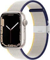 By Qubix Nylon bandje met klemsluiting - Wit - Geschikt voor Apple Watch 38mm - 40mm - 41mm - Compatible Apple watch bandje - smartwatch bandje nylon