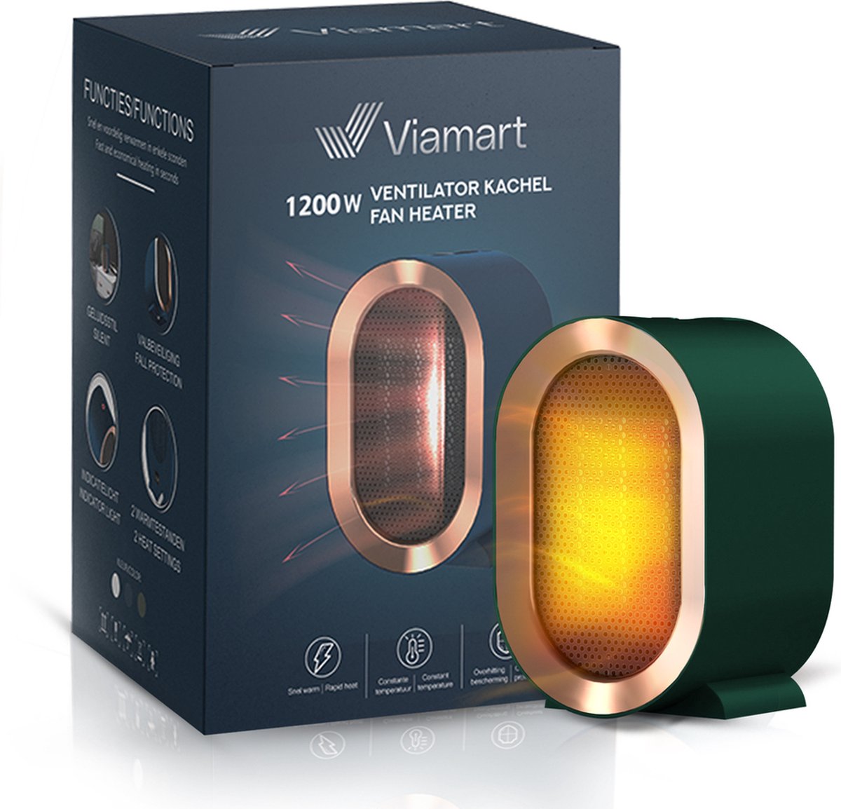 Viamart ® - Elektrische Kachel - Snel en voordelig verwarmen - 1200W - Groen