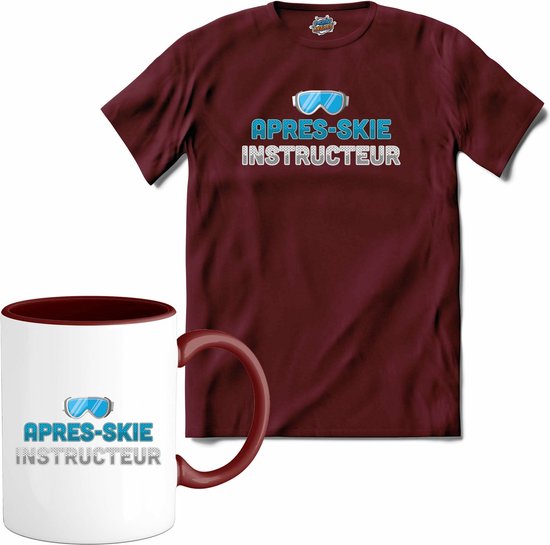 Foto: Apr s ski instructeur grappige apres ski wintersport skibril kleding t shirt met mok unisex burgundy maat m